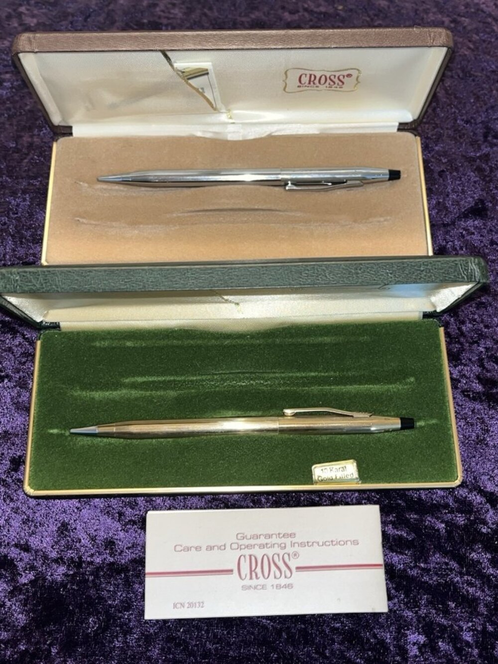 2 Vintage Cross Mechanical Pencil 1 Gold Filled 1/20 10KT 1 Chrome MADE IN USA